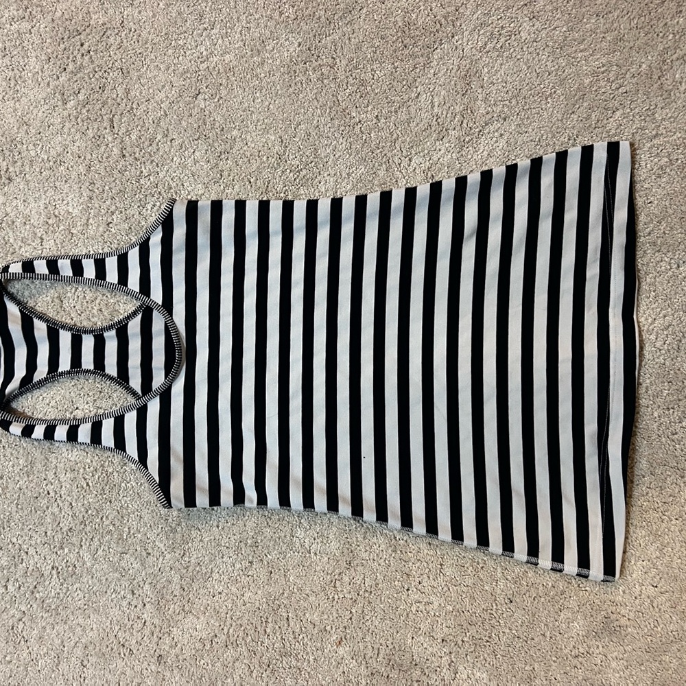 lululemon athletica Black and White Striped Tank Top